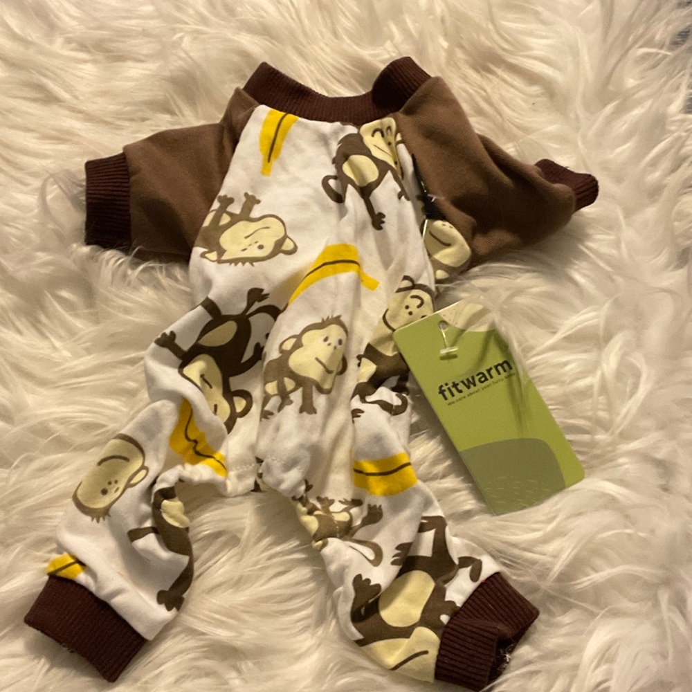 Fitwarm Pets Warm Monkey Print  - Brown and White